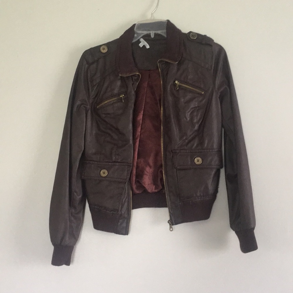 Burgundy bomber jacket size s